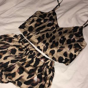 Cheetah print silk pajamas